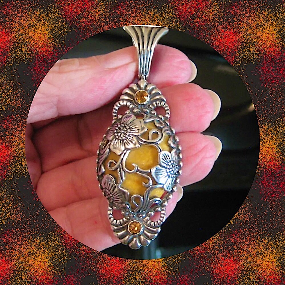 CAROLYN POLLACK JASPER & CITRINE 925 STERLING SILVER PENDANT